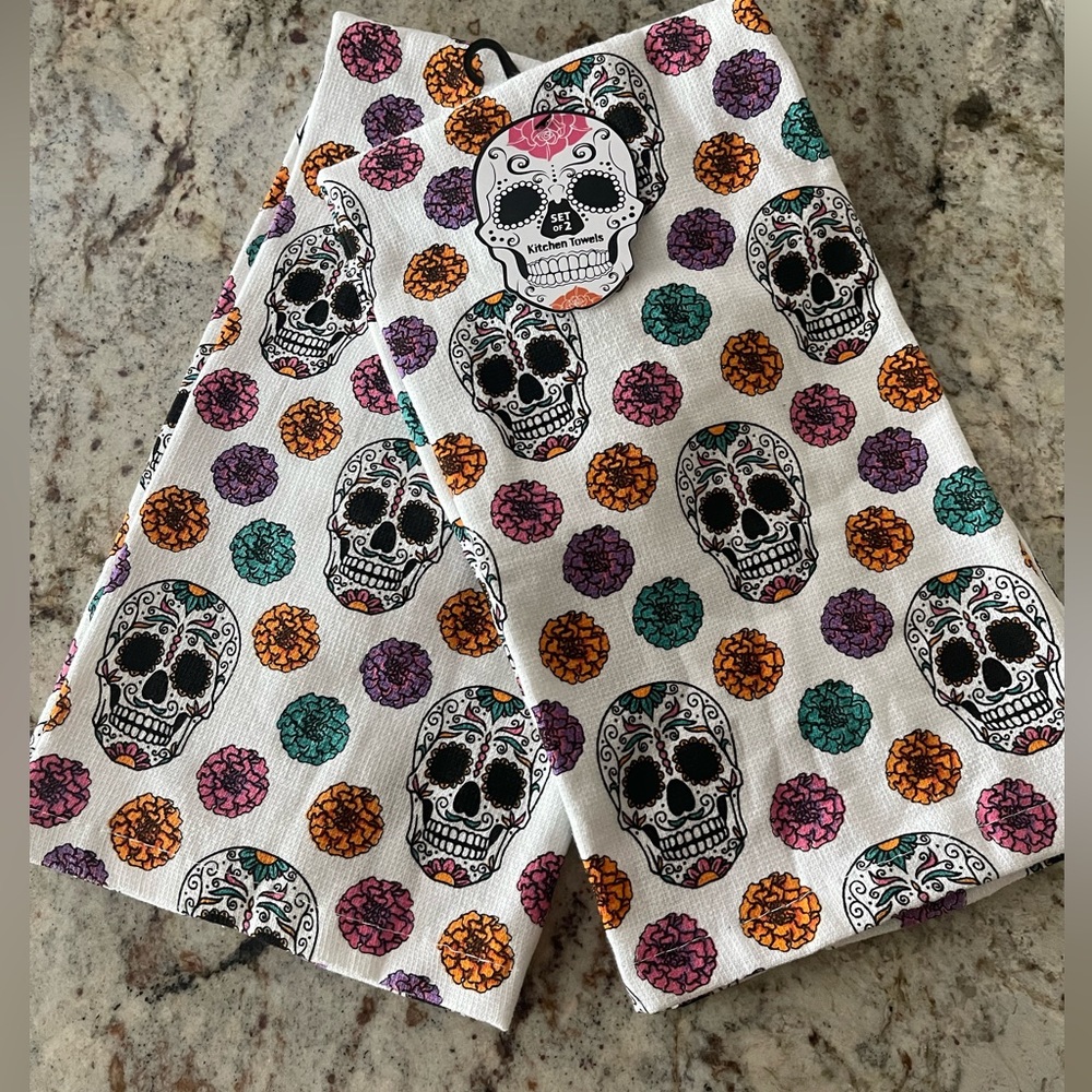 Day Of The Dead Kitchen Towel Set New 💀